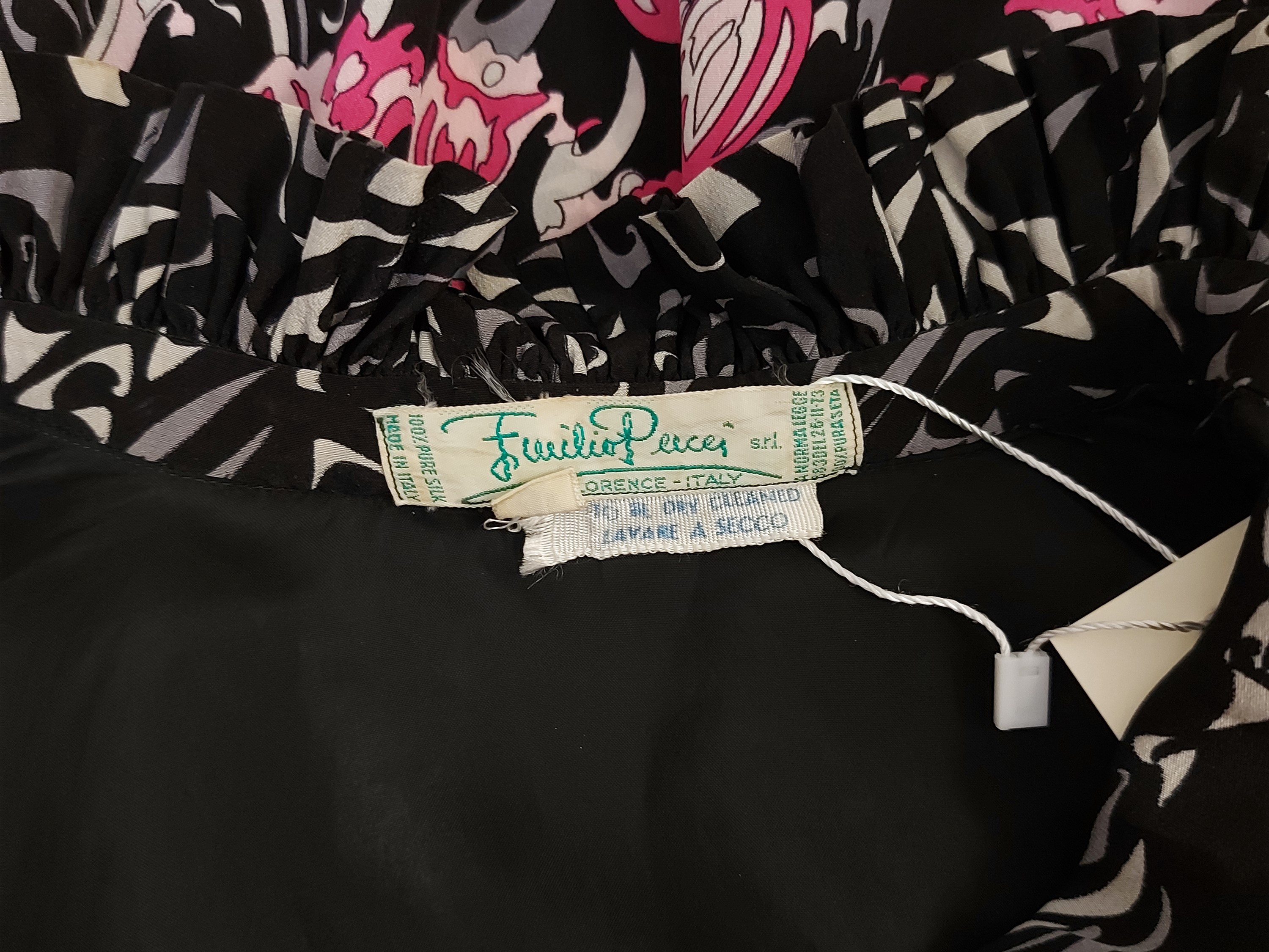 Emilio Pucci - Camicia in seta fantasia nera e fucsia