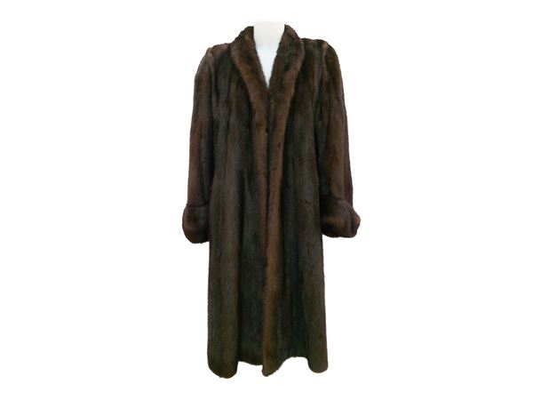 Cappotto in pelliccia di visone marrone