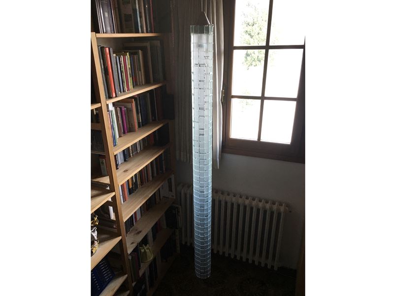 Lampada a sospensione moderna in vetro mosaico, h 184 cm, diam 12 cm