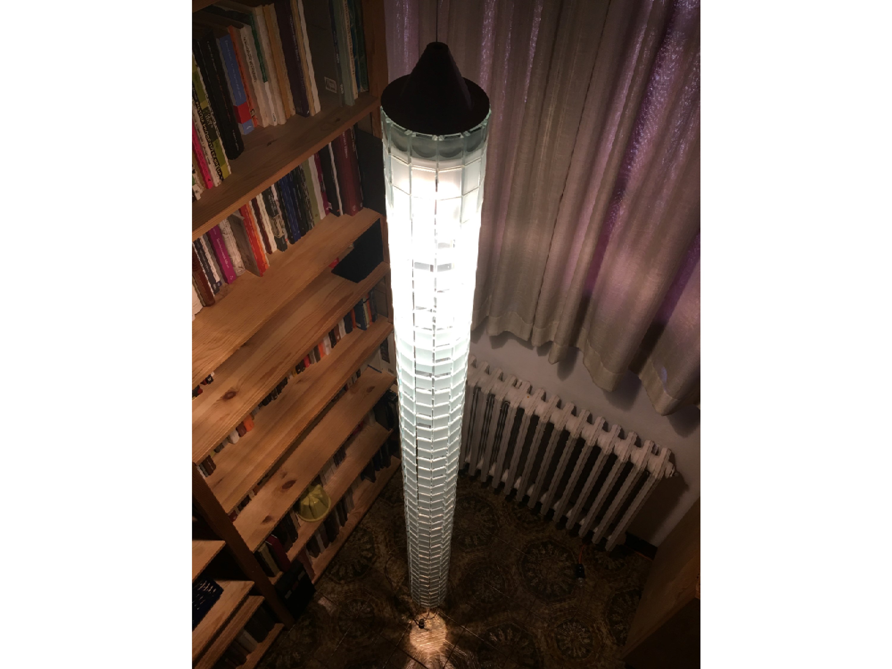 Lampada a sospensione moderna in vetro mosaico, h 184 cm, diam 12 cm