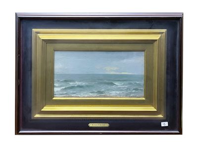 Marina toscana, olio su cartone