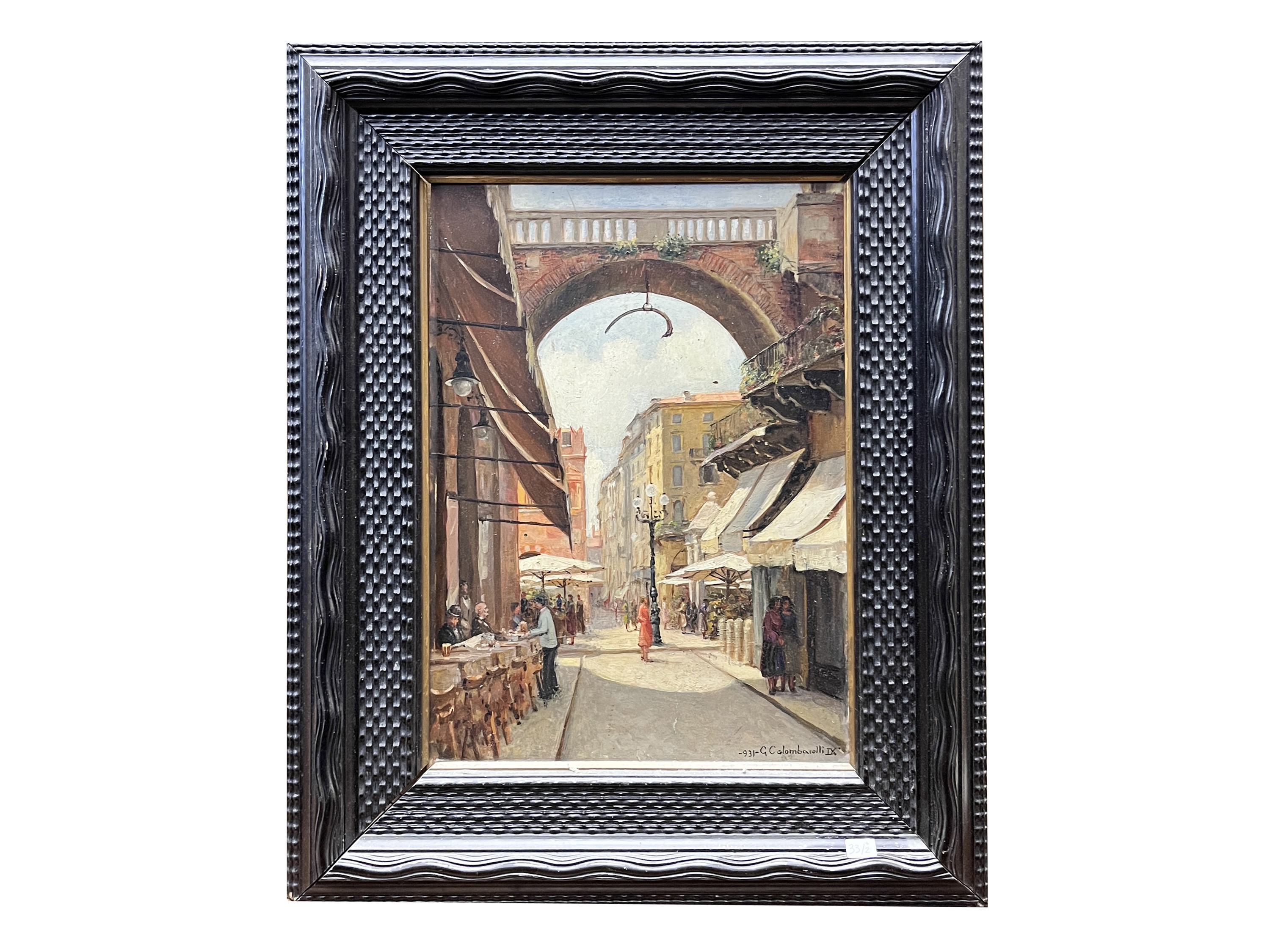 Giuseppe Colombarolli - Via Costa Verona – Arena di Verona, 1931, dipinto a olio su tavoletta