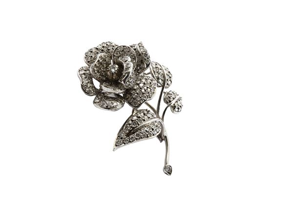 White gold brooch with diamonds  - Auction Jewels and Watches - Maison Bibelot - Casa d'Aste Firenze - Milano
