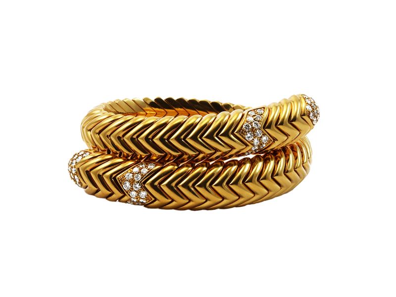 Bracciale Bulgari Spiga in oro giallo con diamanti