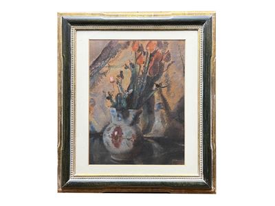 Vaso di tulipani, pastello su cartoncino
