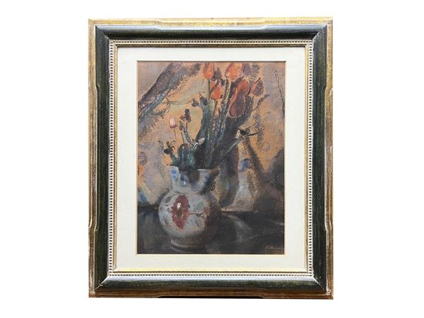 Scuola Italiana del XX secolo - Vaso di tulipani