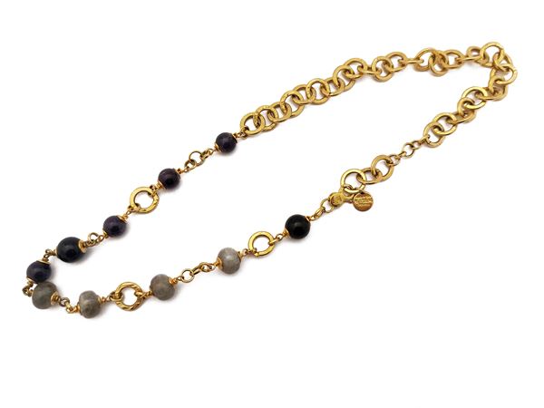 Maria Cristina Sterling - Collana in metallo dorato con pietre dure