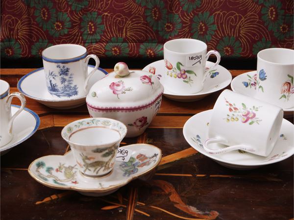 Tazzine in porcellana da collezione d'epoca, alcune Ginori Doccia