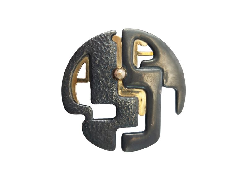 Gensini - Spilla-pendente in argento 925 e oro giallo 750
