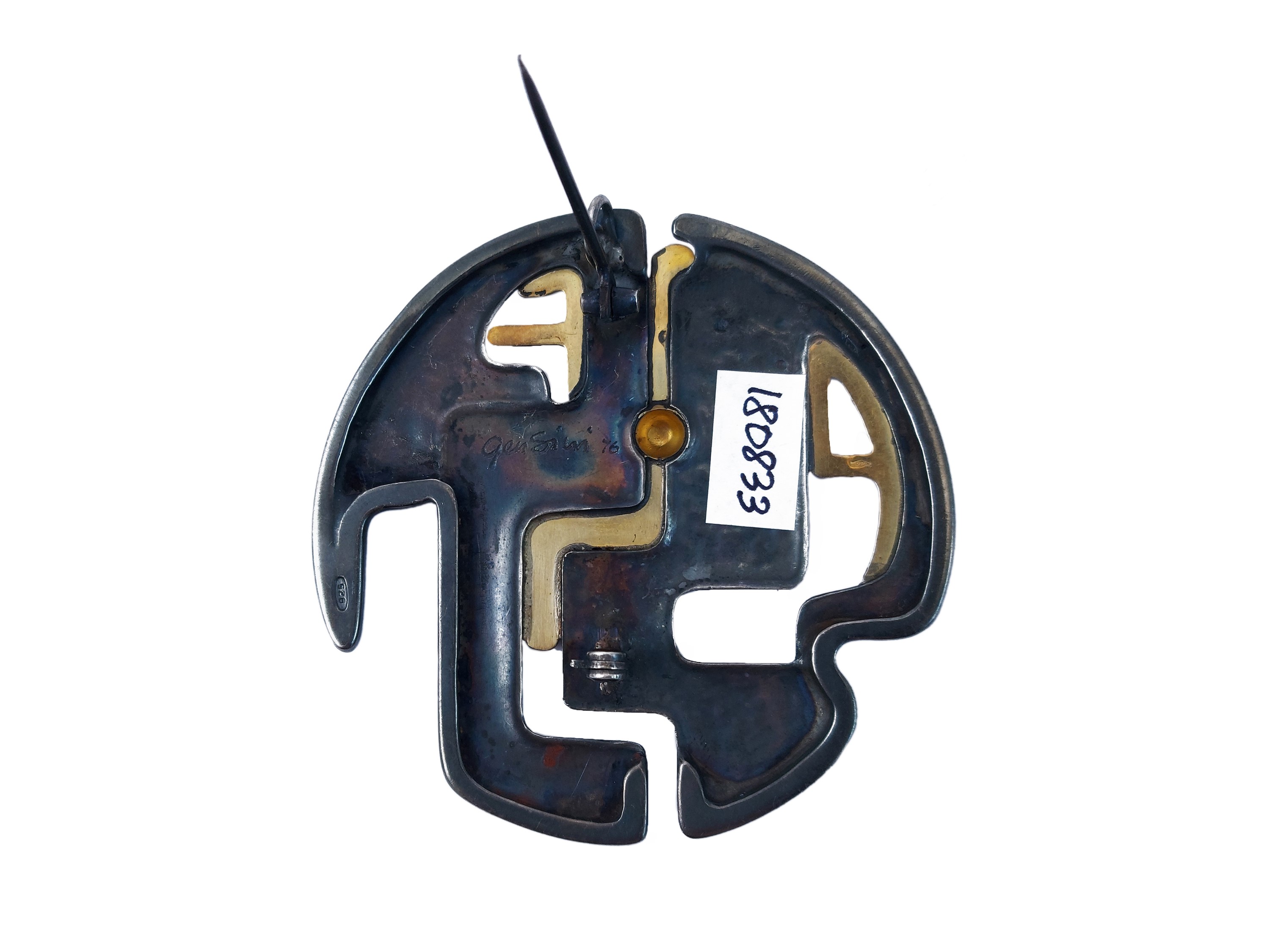 Gensini - Spilla-pendente in argento 925 e oro giallo 750
