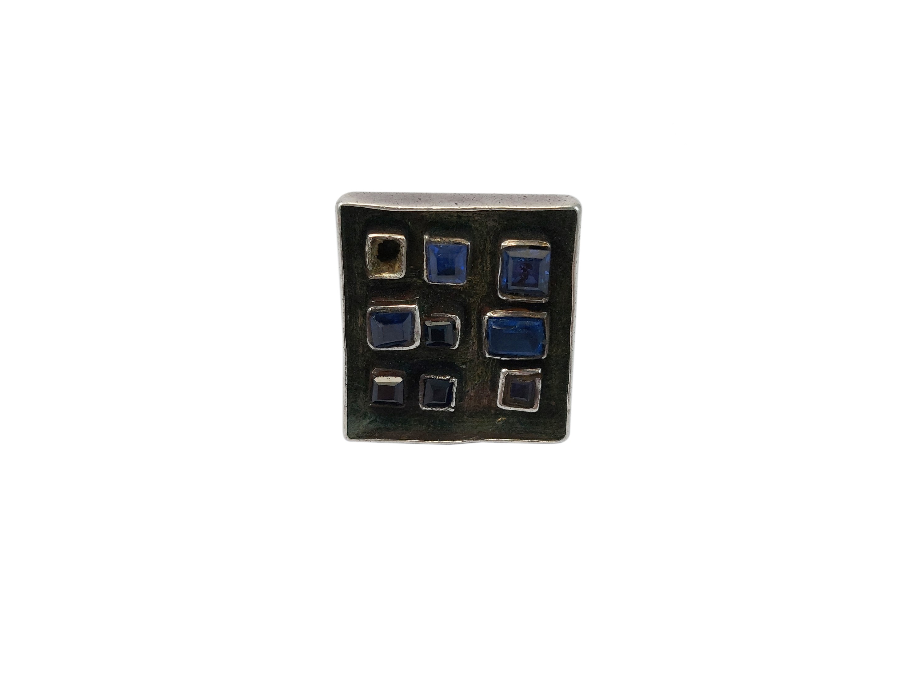 Anello Art Dèco in argento e pietre