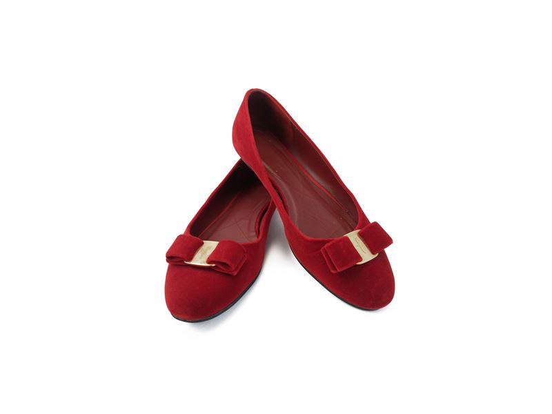 Salvatore Ferragamo- Ballerine in velluto rosso