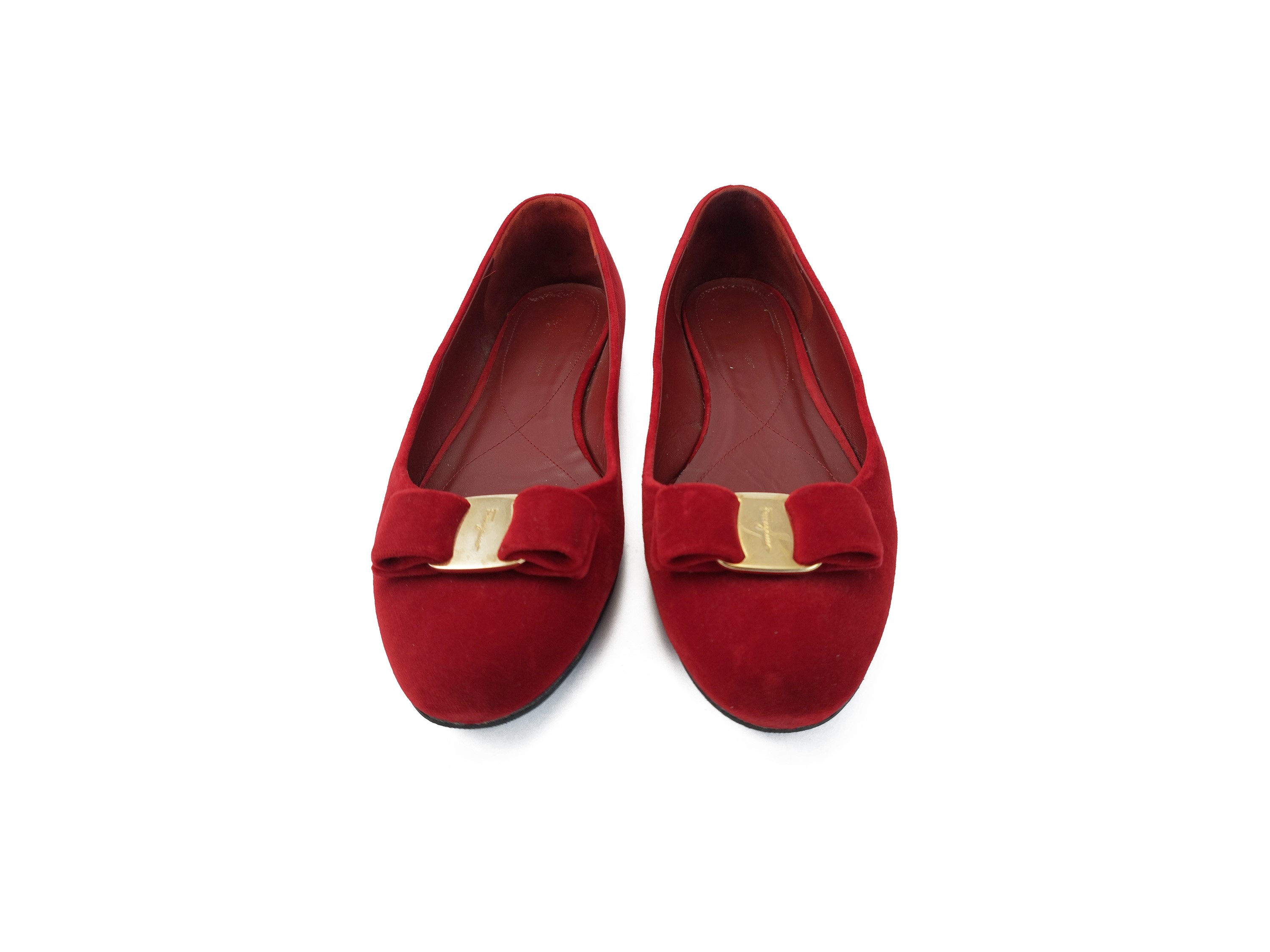 Salvatore Ferragamo- Ballerine in velluto rosso