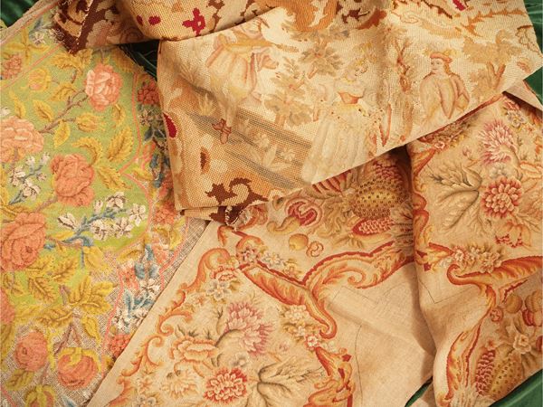 Assortments of petit point embroidered panels