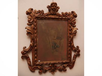 Specchiera, intaglio in legno dorato e laccato, seconda metà XIX secolo