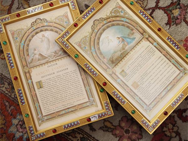 Pair of golden metal frames