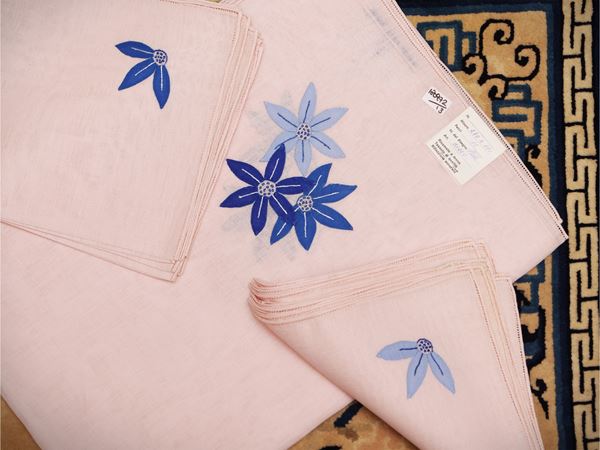 Light pink linen byssus tablecloth