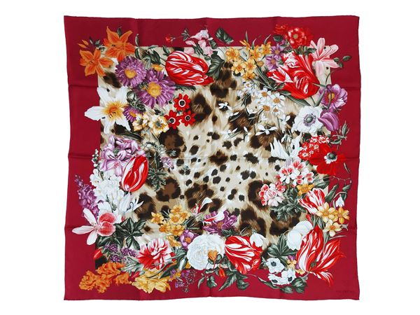 Valentino - Floral motif silk scarf