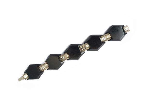 Bracciale Decò a placche in bachelite nera