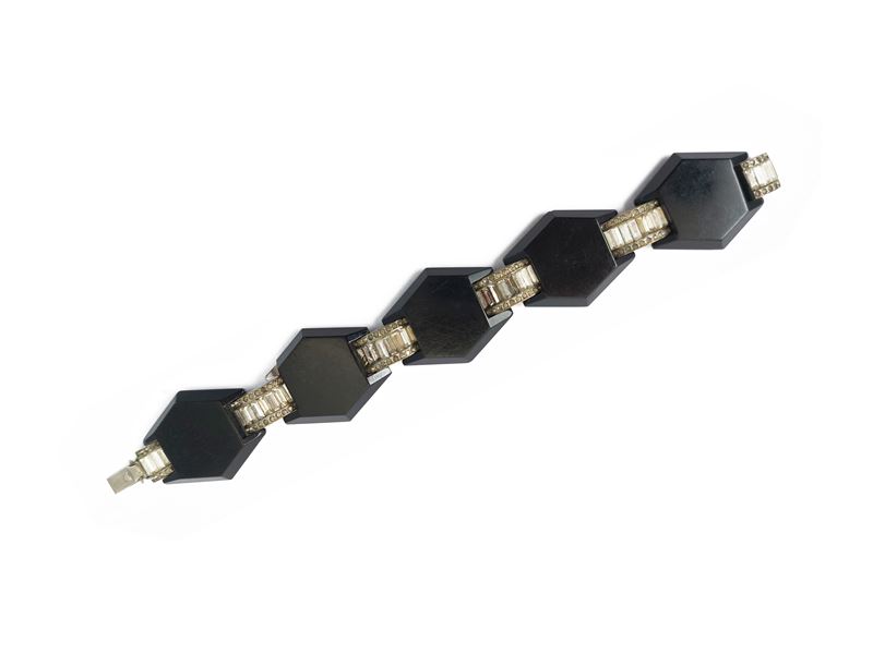 Bracciale Decò a placche in bachelite nera