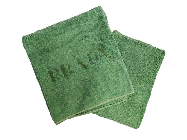 Prada - Set of two green terry towels