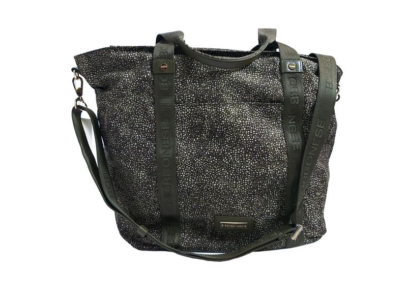 Borbonese - Shopper Large in Tessuto Stampato Op Verde
