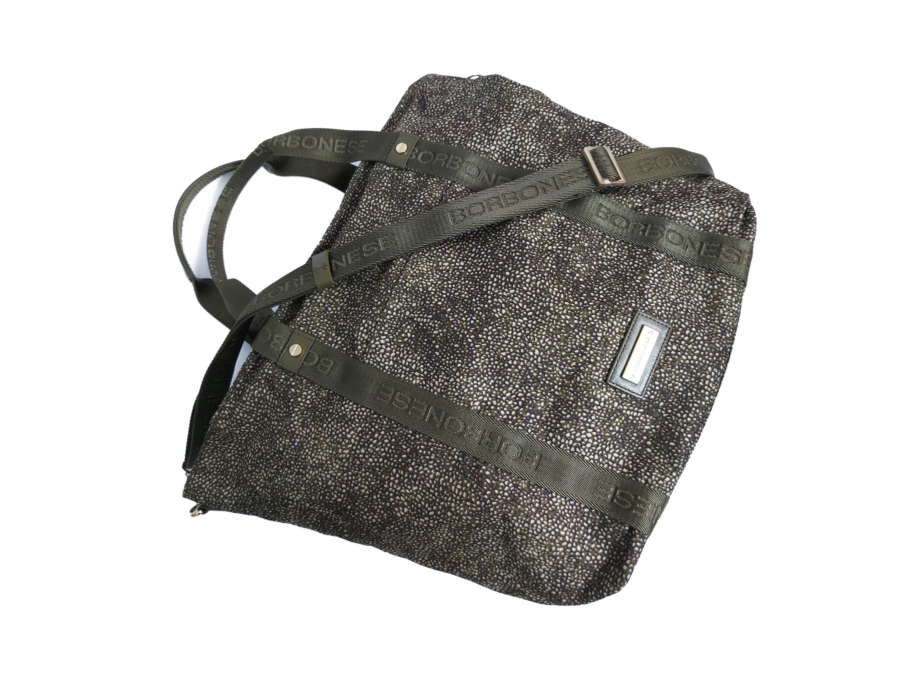 Borbonese - Shopper Large in Tessuto Stampato Op Verde