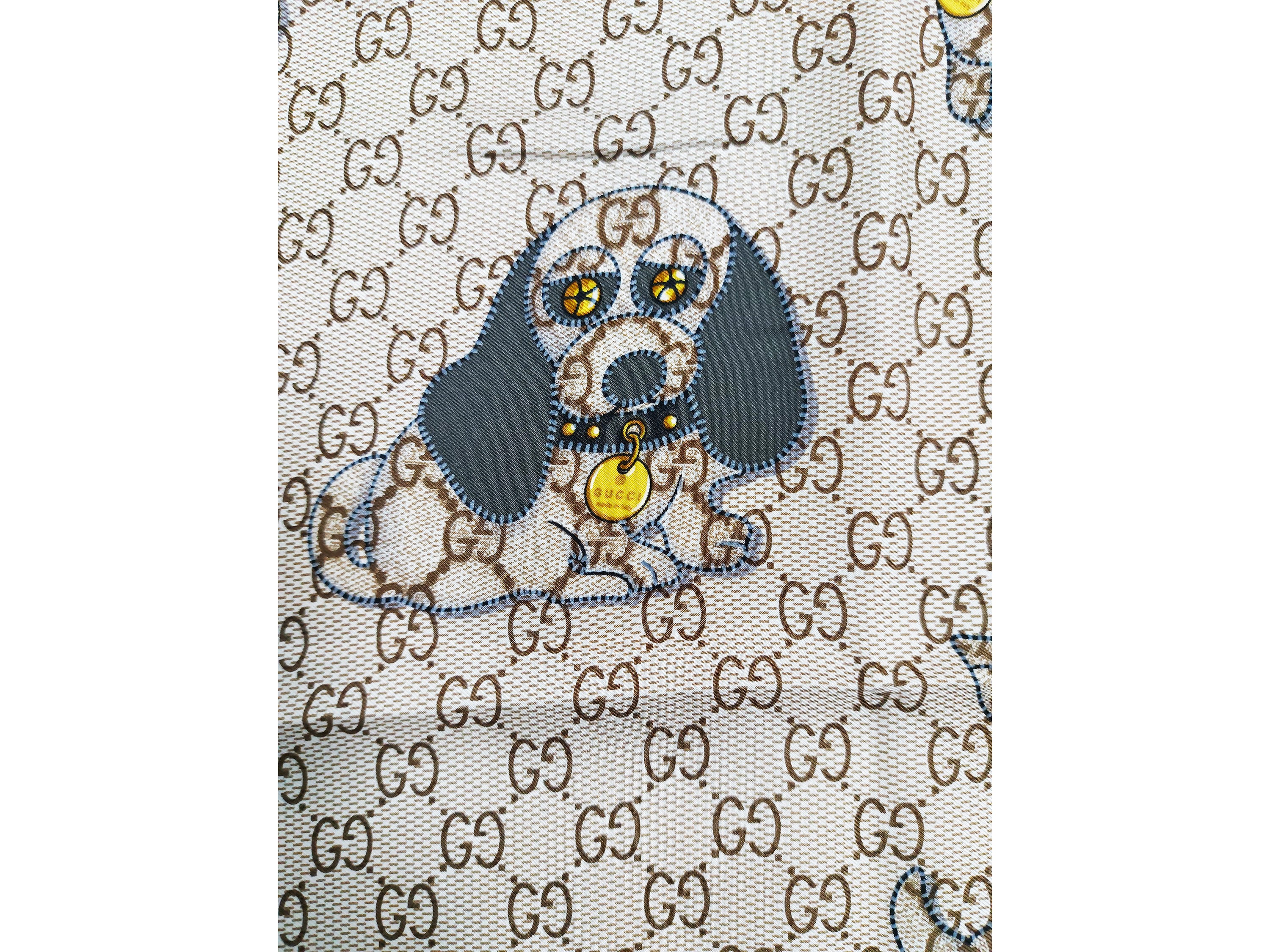 Gucci - Foulard in Seta Stampa Monogram Marrone