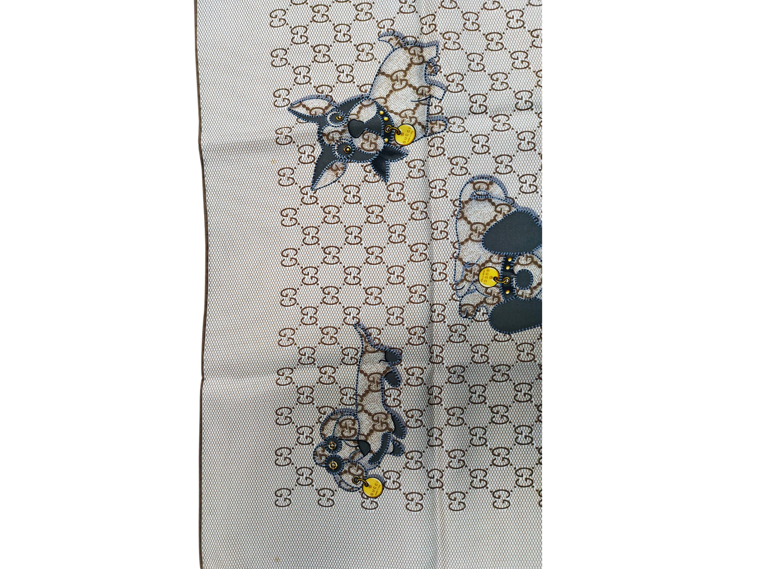 Gucci - Foulard in Seta Stampa Monogram Marrone