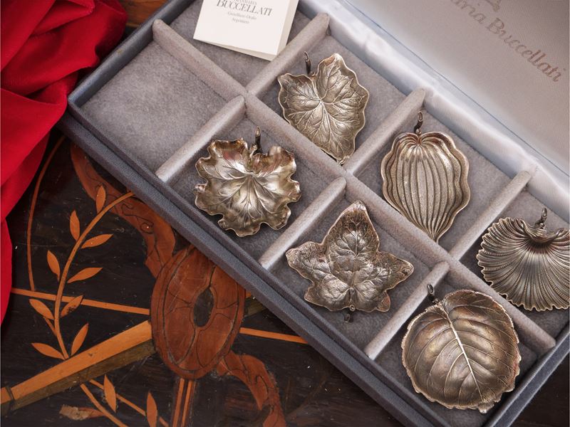 Serie di sei segnaposto in argento 925, Gianmaria Buccellati