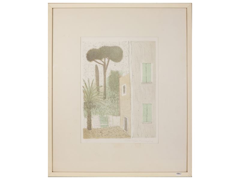 Max Peiffer Whatenphul - Casa rosa a Ischia, litografia