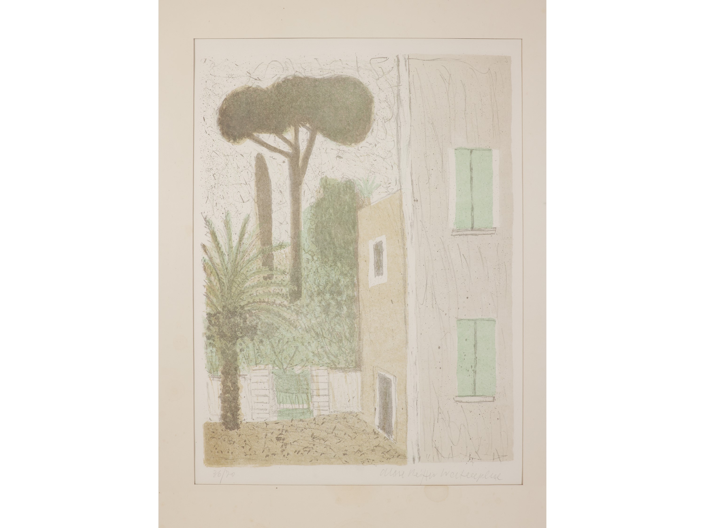 Max Peiffer Whatenphul - Casa rosa a Ischia, litografia