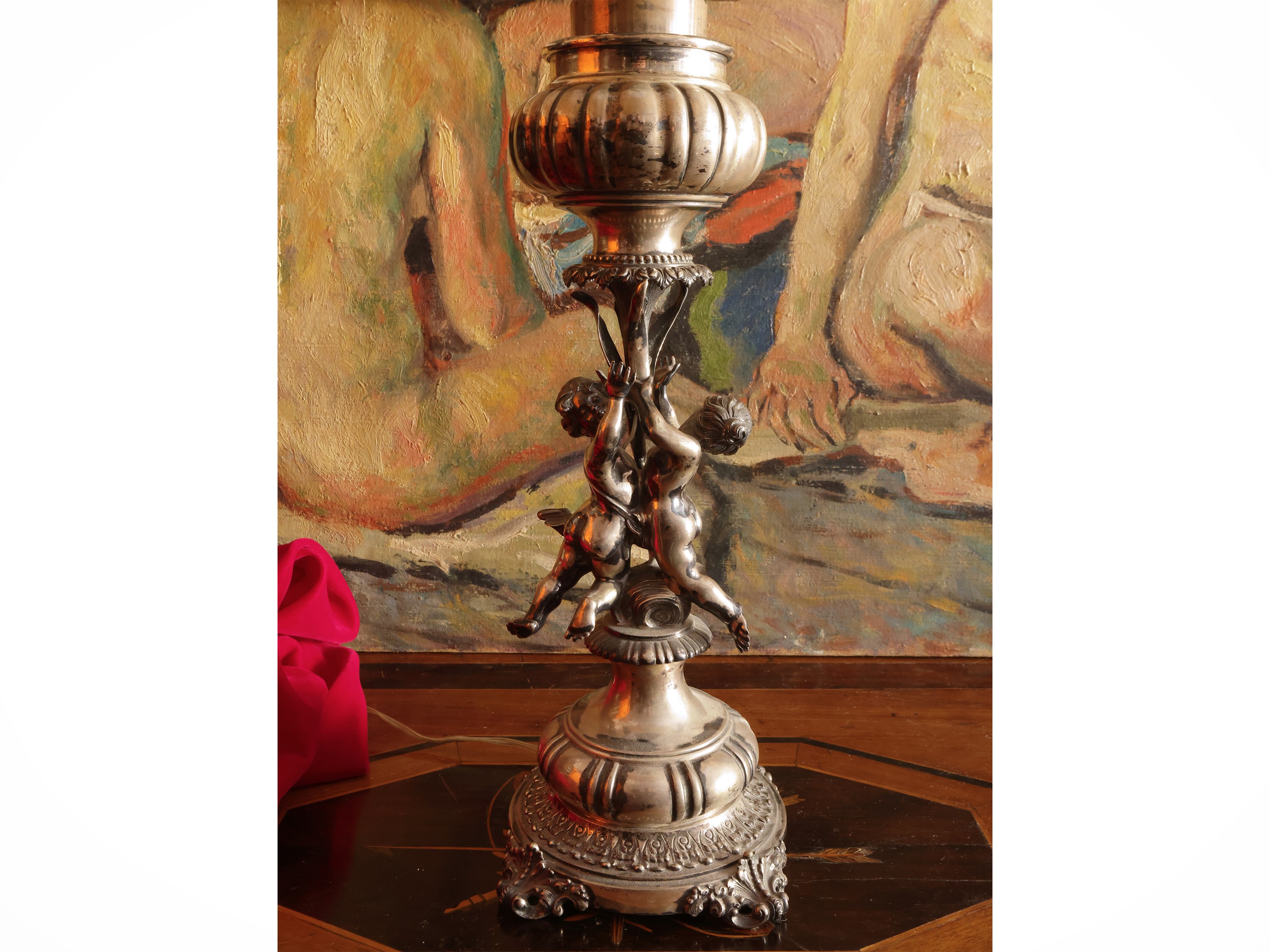 Grande lume da tavolo in argento