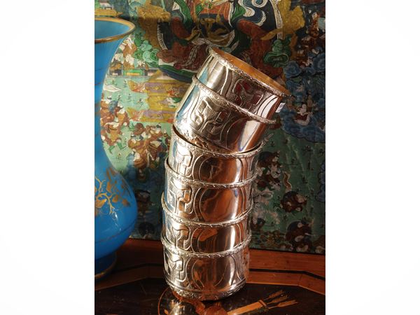 Series of six silver cups, Brandimarte Florence