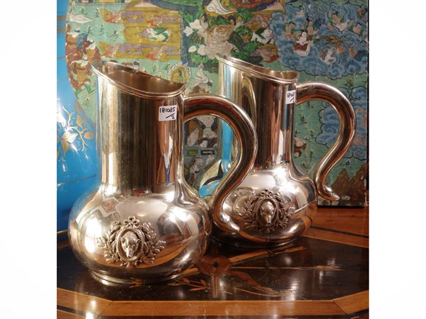 Pair of silver wine decanters