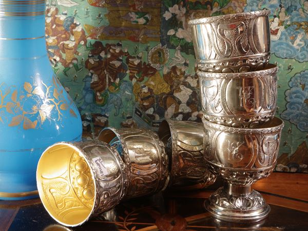 Series of twelve silver goblets, Brandimarte Florence