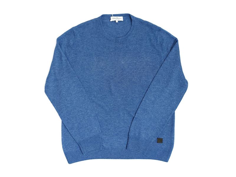 Salvatore Ferragamo - Maglia in Cachemire e Seta Bluette