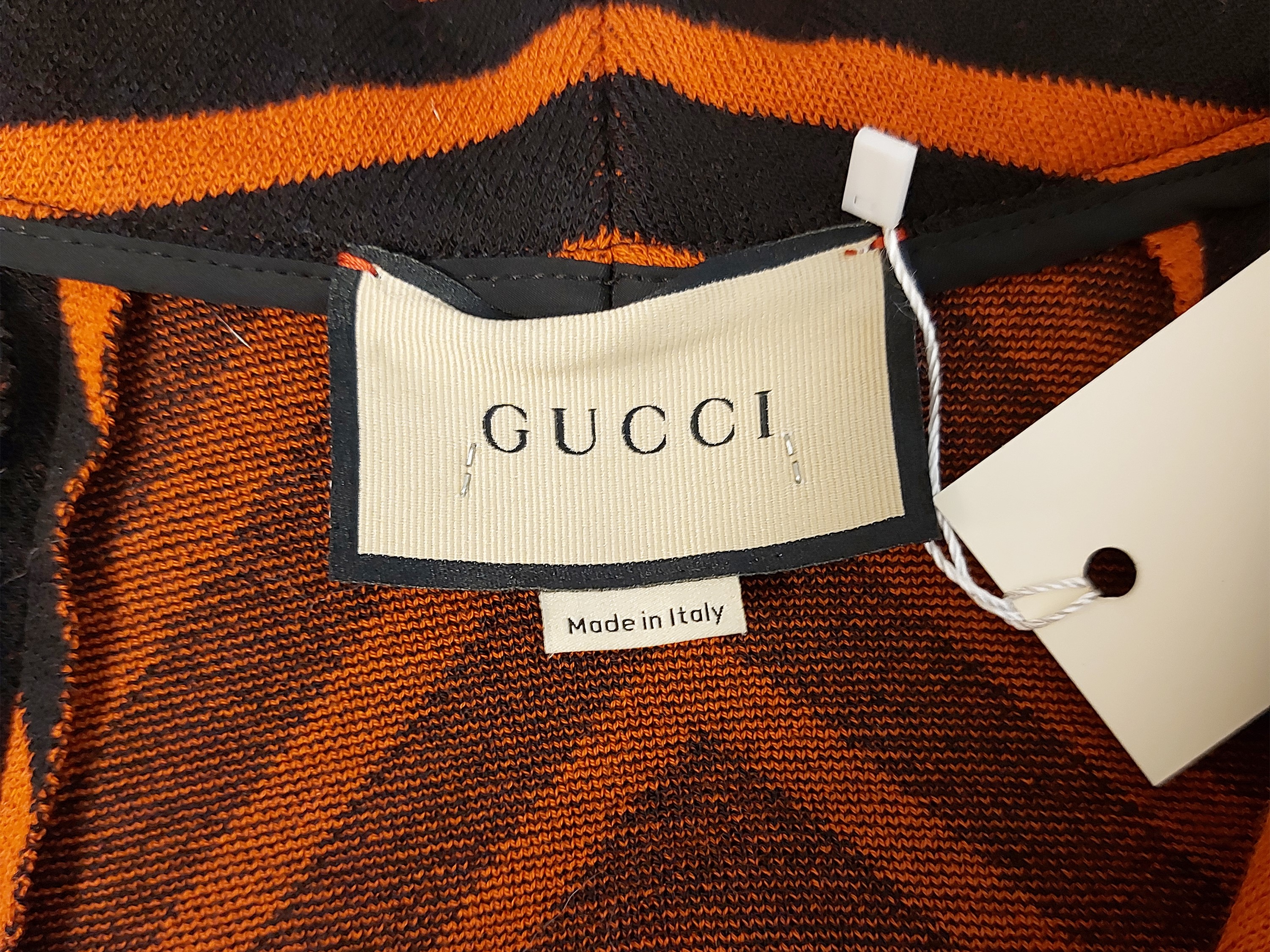 Gucci - Mini dress in maglia a righe nere e arancio