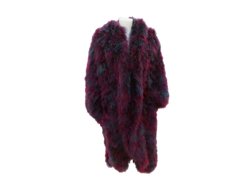 Cappotto in marabou viola e verde