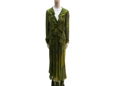 Sergio Abbate, Abito lungo in chiffon verde mela con coprispalle