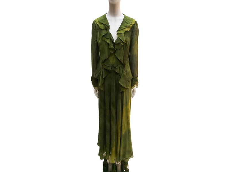 Sergio Abbate, Abito lungo in chiffon verde mela con coprispalle