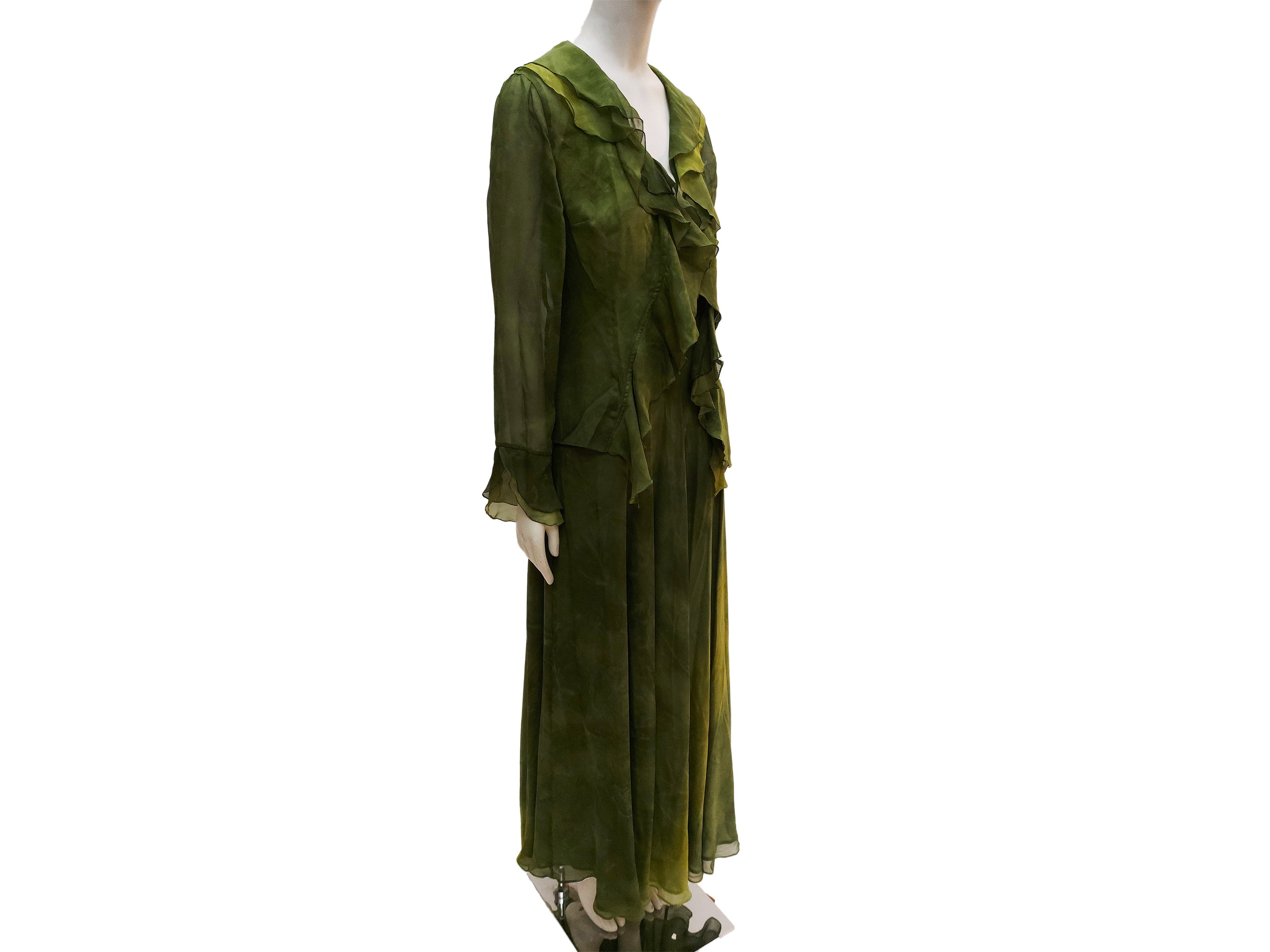 Sergio Abbate, Abito lungo in chiffon verde mela con coprispalle