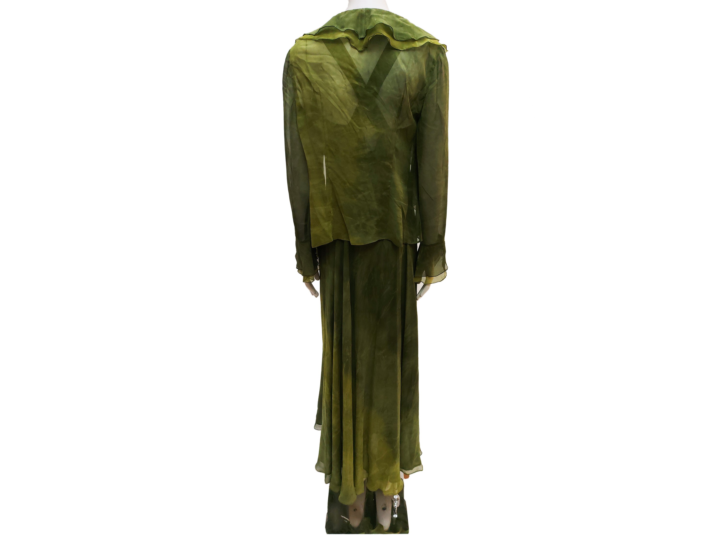 Sergio Abbate, Abito lungo in chiffon verde mela con coprispalle