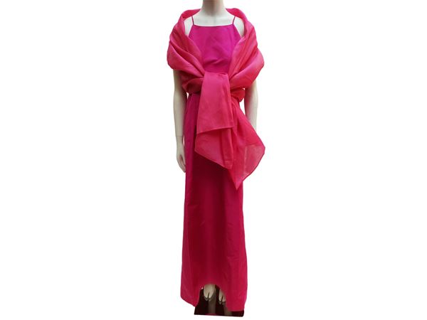 Sergio Abbate - Abito lungo in taffetà fucsia