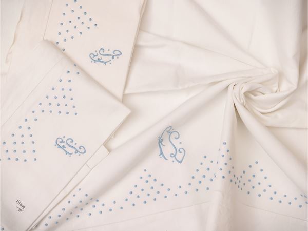 White linen double sheet set