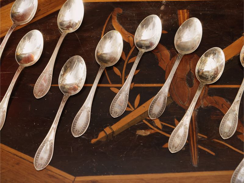 Serie di dodici cucchiaini da caffè in argento