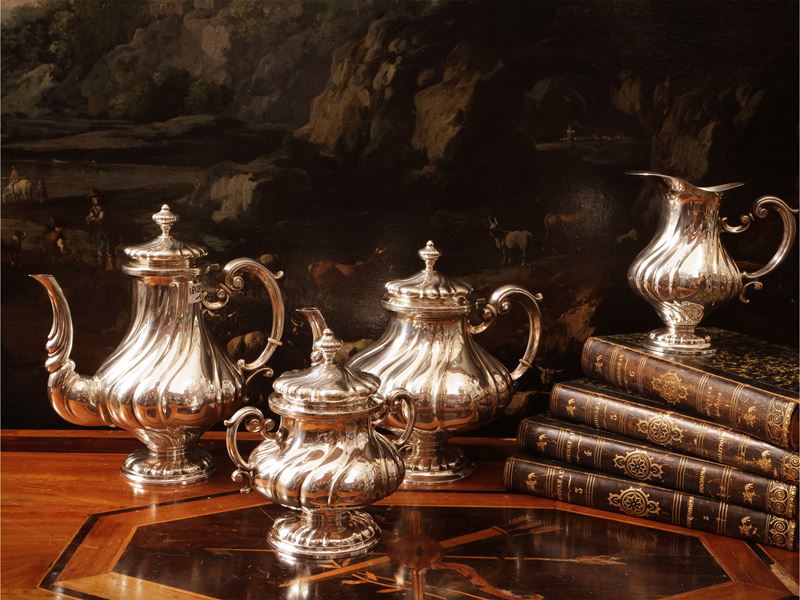 Servizio da tè e caffè in argento, Cesa Alessandria