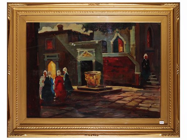 Renato Natali : Veduta di corte interna  - Asta L'arte di arredare: occasioni in asta - Maison Bibelot - Casa d'Aste Firenze - Milano