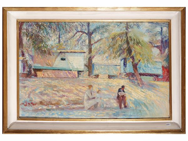Edoardo Gordigiani : View of a garden with figures  - Auction The art of furnishing: auction opportunities - Maison Bibelot - Casa d'Aste Firenze - Milano