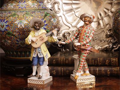 Johann Joachim Kaendler, Boaro e Arlecchino in porcellana di Meissen, XX secolo